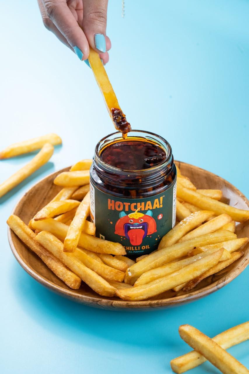HOTCHAA HOTCHAA Hot Chilli Oil Original - No MSG | Umami Spicy Flavourful Garlicky Aromatic | Vegan | Cooking | Dipping | All Purpose | For Pasta Pizza Noodles Eggs And Momos 170g Hot Chilli Oil