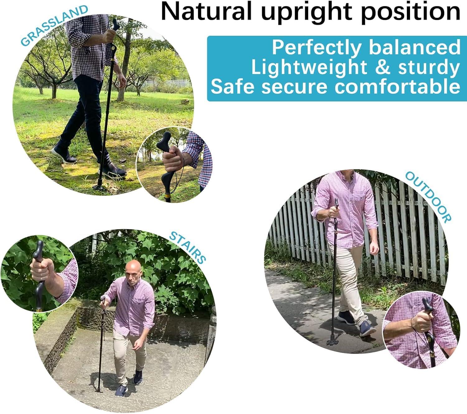 DHVYANT MART DHVYANT MART Modern Heavy Duity Foldable Walking Cane Adjustable Anti-Slip Walking Stick Ergonomic Campbell Handle Used for Seniors Balance Comfortable & Easy to Carry for Travel Pack of 1