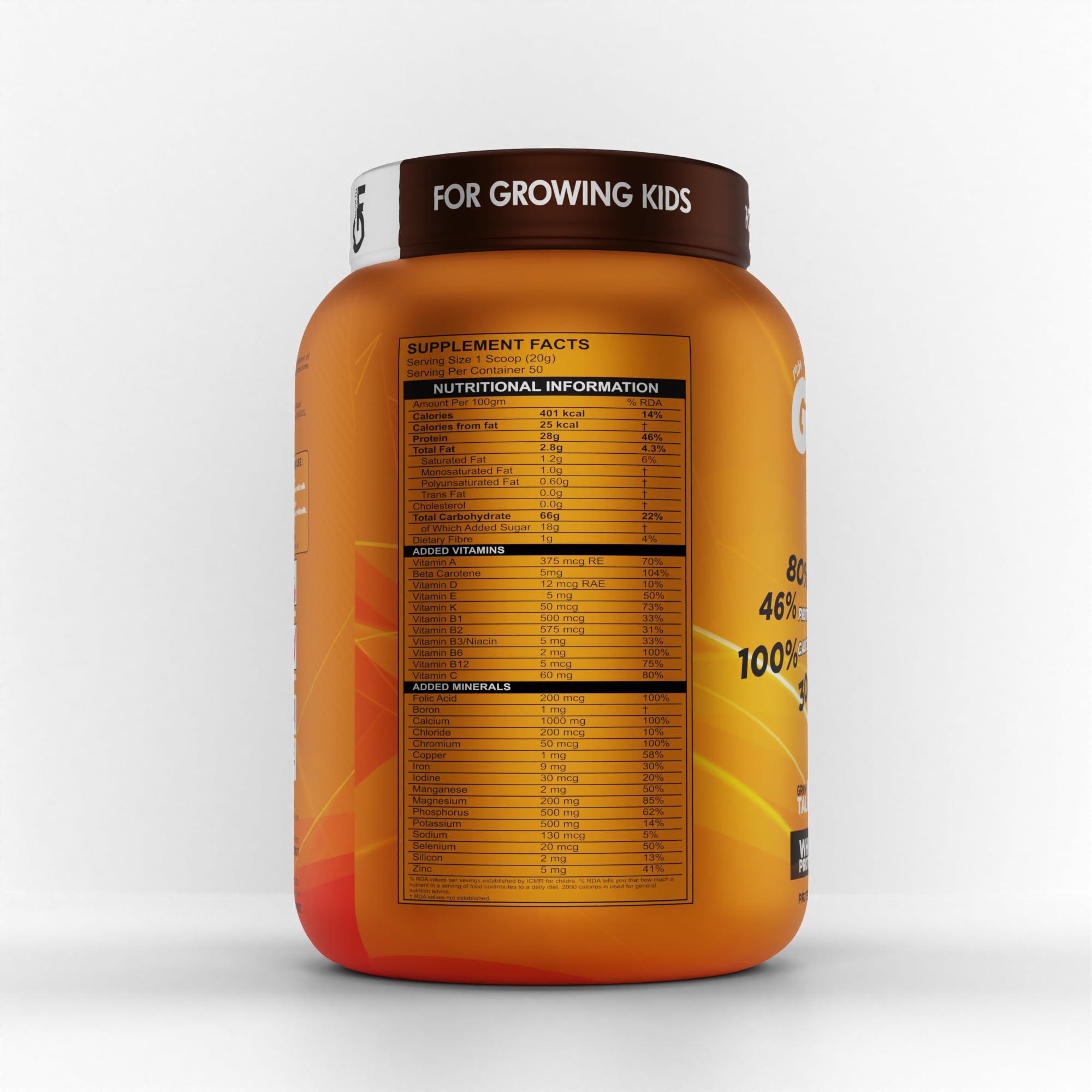 MIKIS GROWTH FORMULA Mikis Growth Formula for Growing Kids (8-14 Years) | Nutritional Drink for Healthy Growth and Development | Delicious Flavor for Active Kids - Chocolate Ice-Cream Flavor, 1000g With Shaker