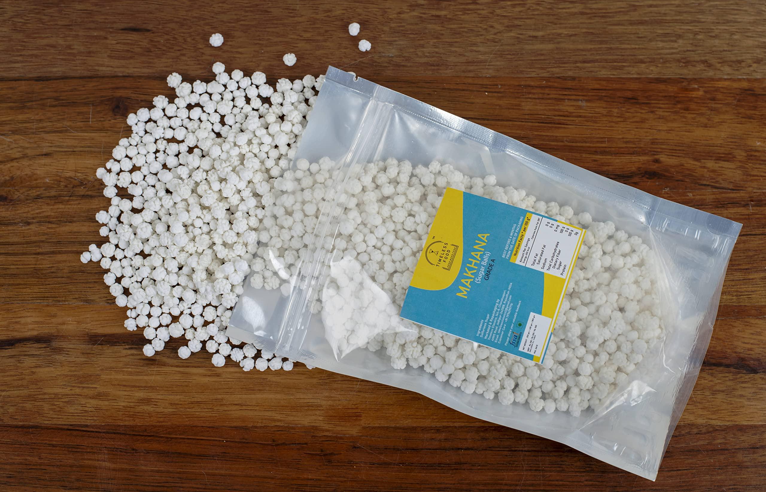 Timeless Food Timeless Food : Makhana, Prasad Dana, Mimosa Sugar Balls, Nakul Dana for Pooja (400 gm)