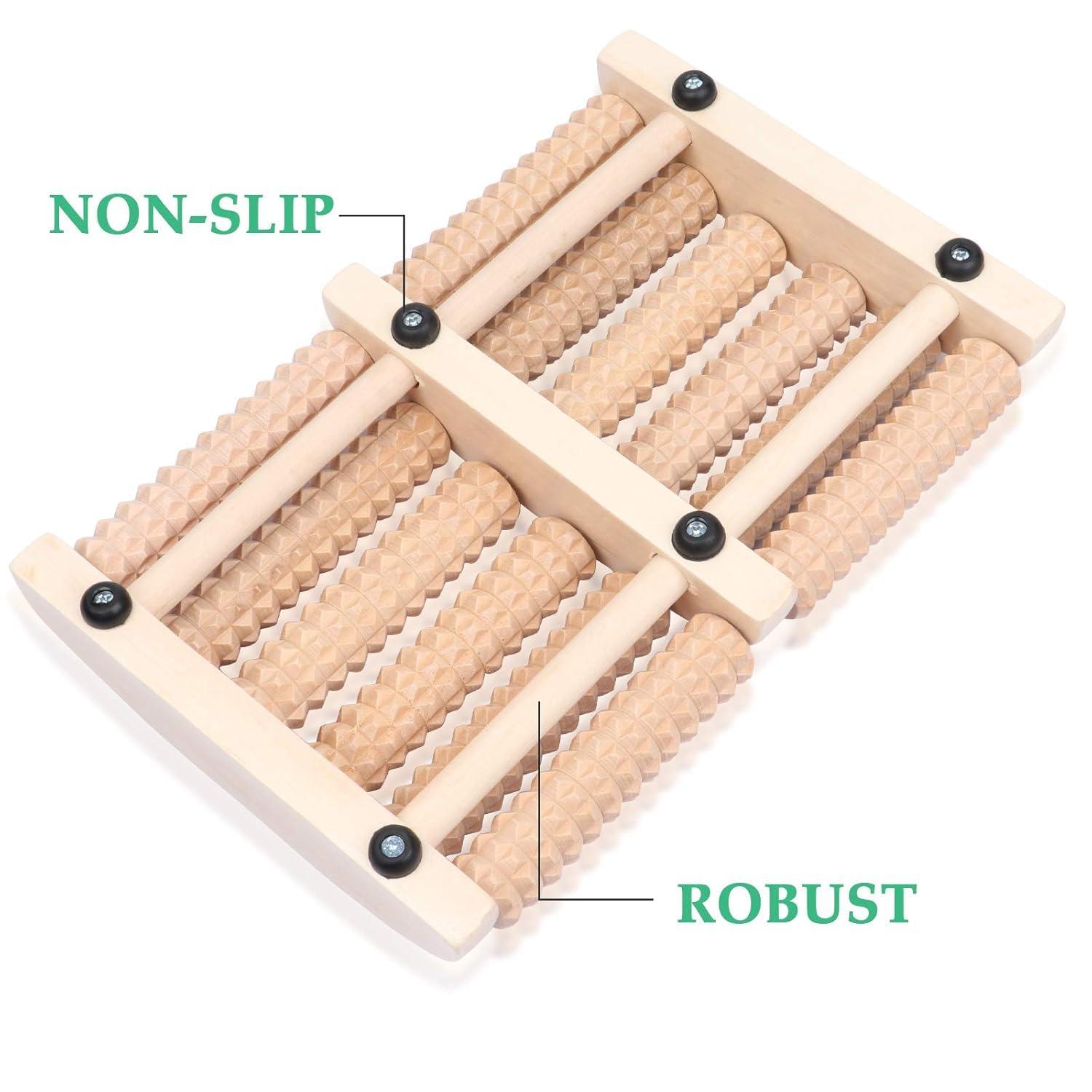HMV MALL HMV MALL Dual 6 Row Foot Wooden Massager Roller Plantar Fasciitis Relief Feet Pain Muscle Relaxation Massage Tools