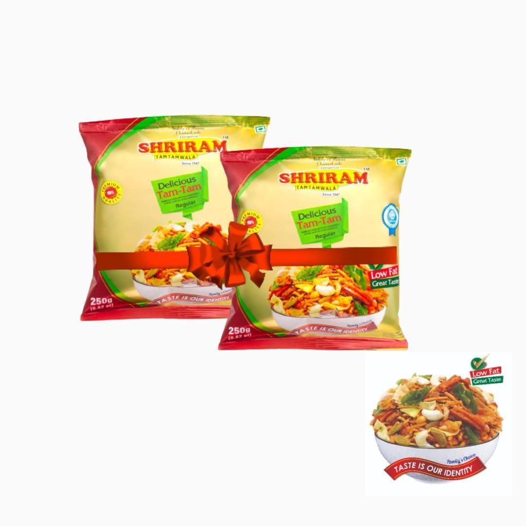 SHRIRAM TAMTAMWALA SHRIRAM TAMTAMWALA (Original) Delicious Tamtam Regular Mixture Vadodara Tamtam Mix Namkeen 250gm (Pack Of - 2)