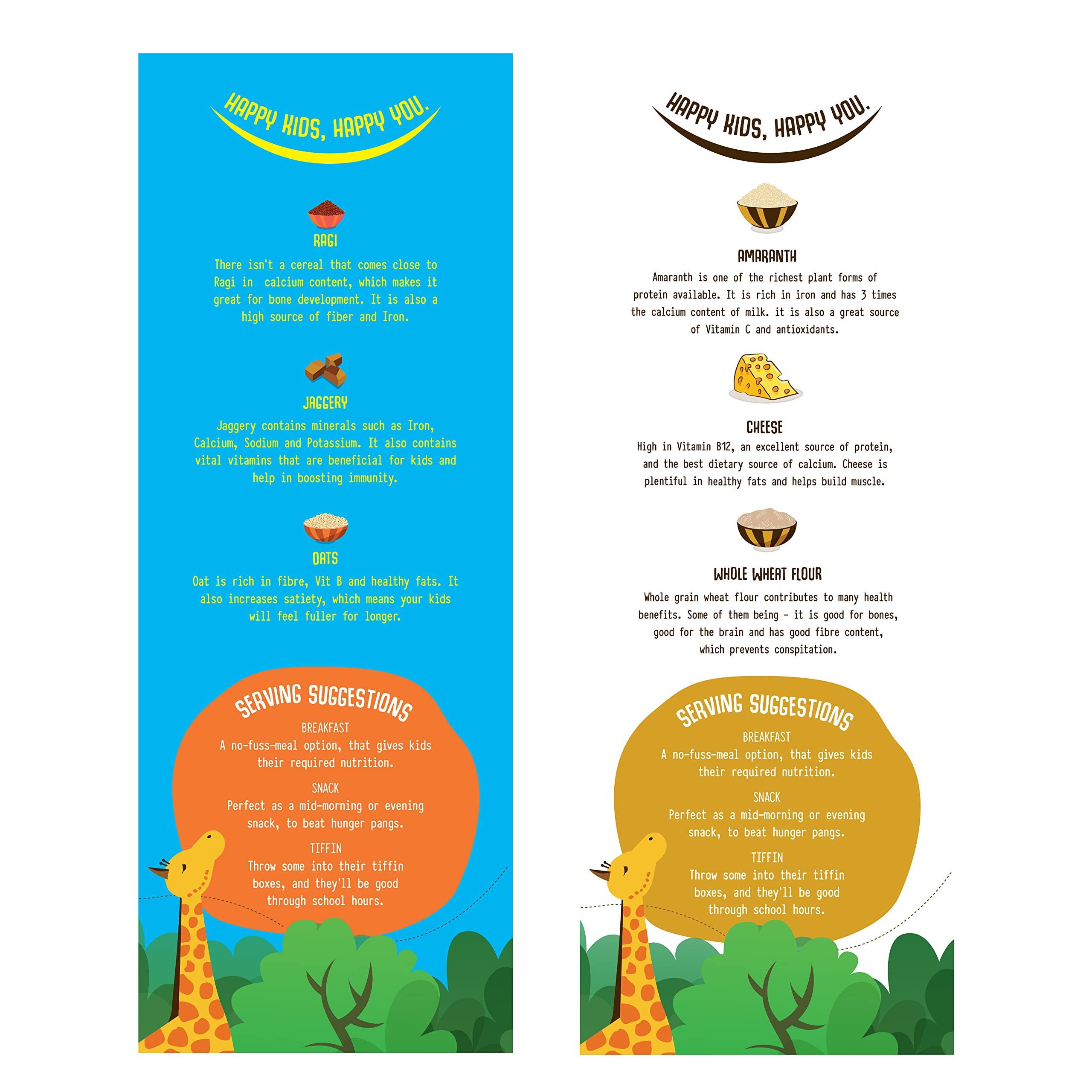 The Growing Giraffe The Growing Giraffe Biscuits, Healthy Snacks, Nutritious Cookies Ragi Cookies 200 Gms & Cheese Crackers 60 Gms 100% natural & healthy