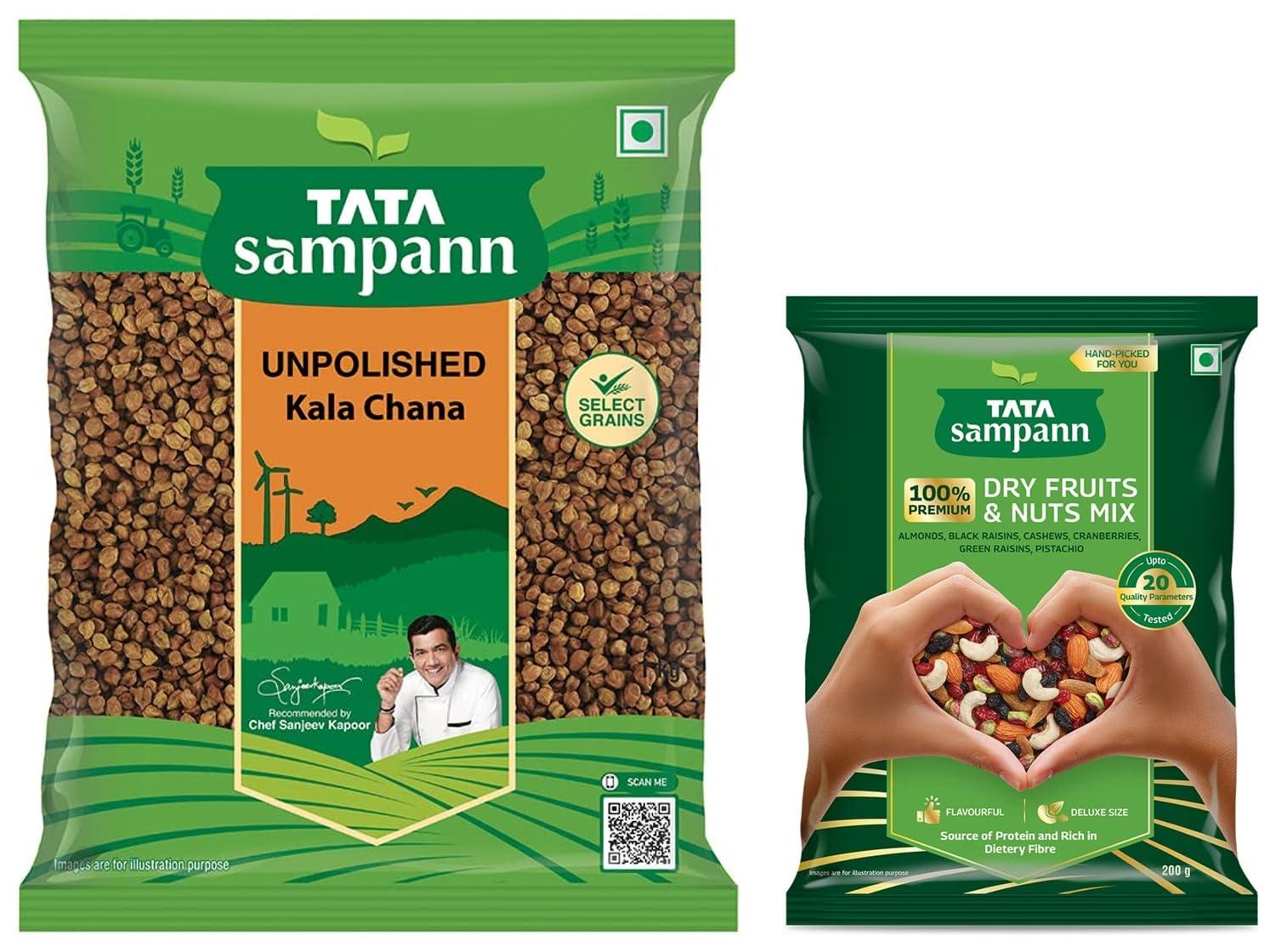 Tata Sampann Tata Sampann Dry Fruits & Nuts Mix, 200 g & Tata Sampann Unpolished Kala Chana, 1kg