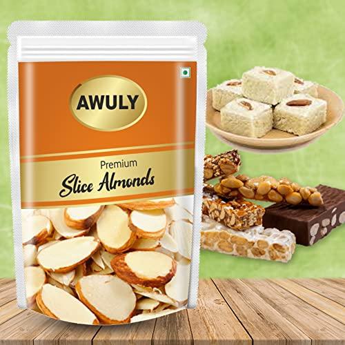 AWULY AWULY 100% Natural California Blanched Almond Slivers Crushed Sliced Flakes Perfect for Garnish, Baking and Salads| Badam Cutting (Badam Katran) (Badam Flakes 500 gm)