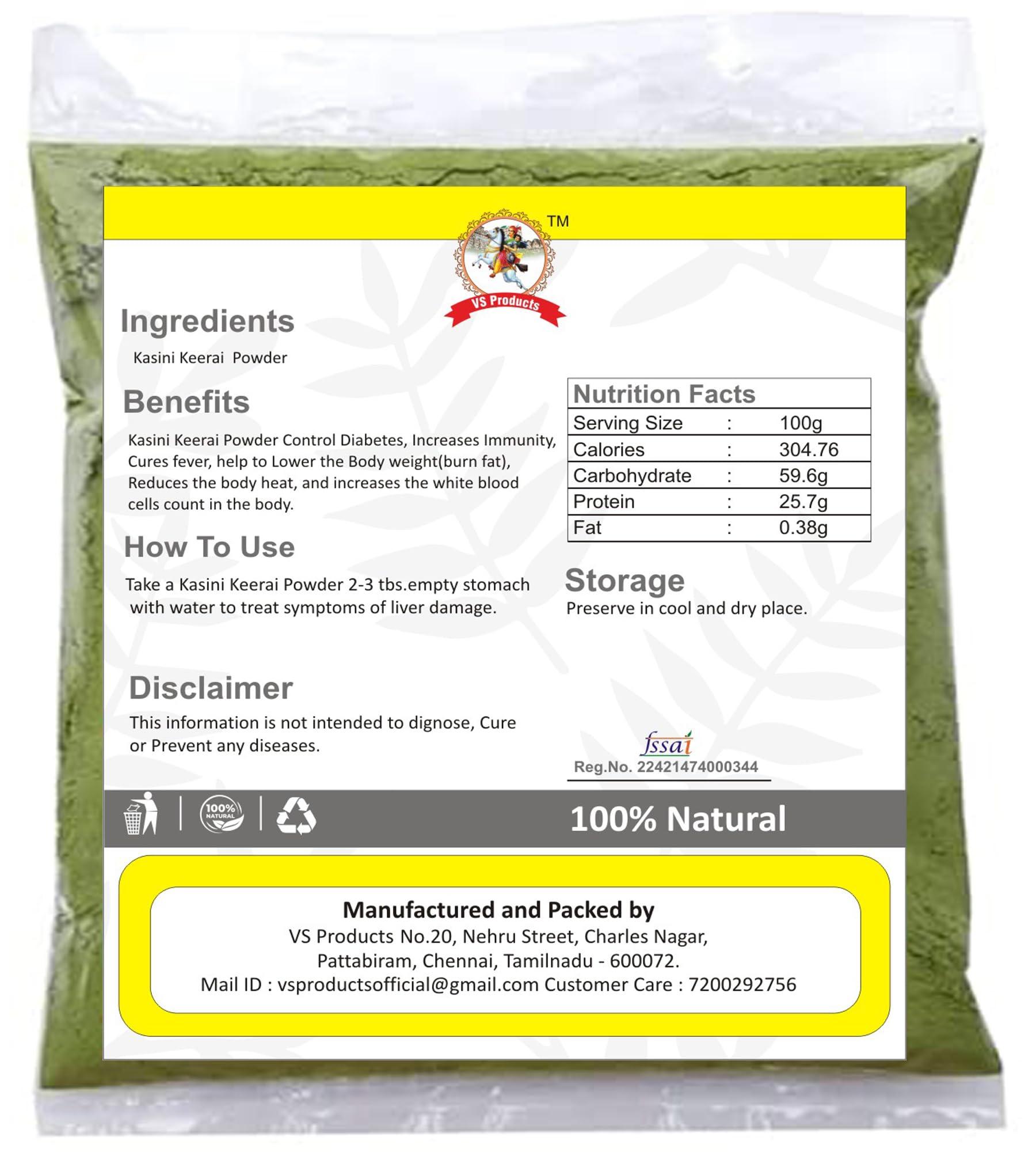 VS Products VS Products Kasini Keerai Powder, 100g, Kasni, Chikory, Cichorium Intybus Powder, ChicoryGreensPowder, 100g