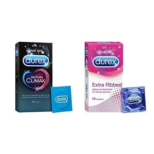 Durex Durex Mutual Climax Condoms - 10 Count & Durex Condoms, Extra Ribbed - 10 Count