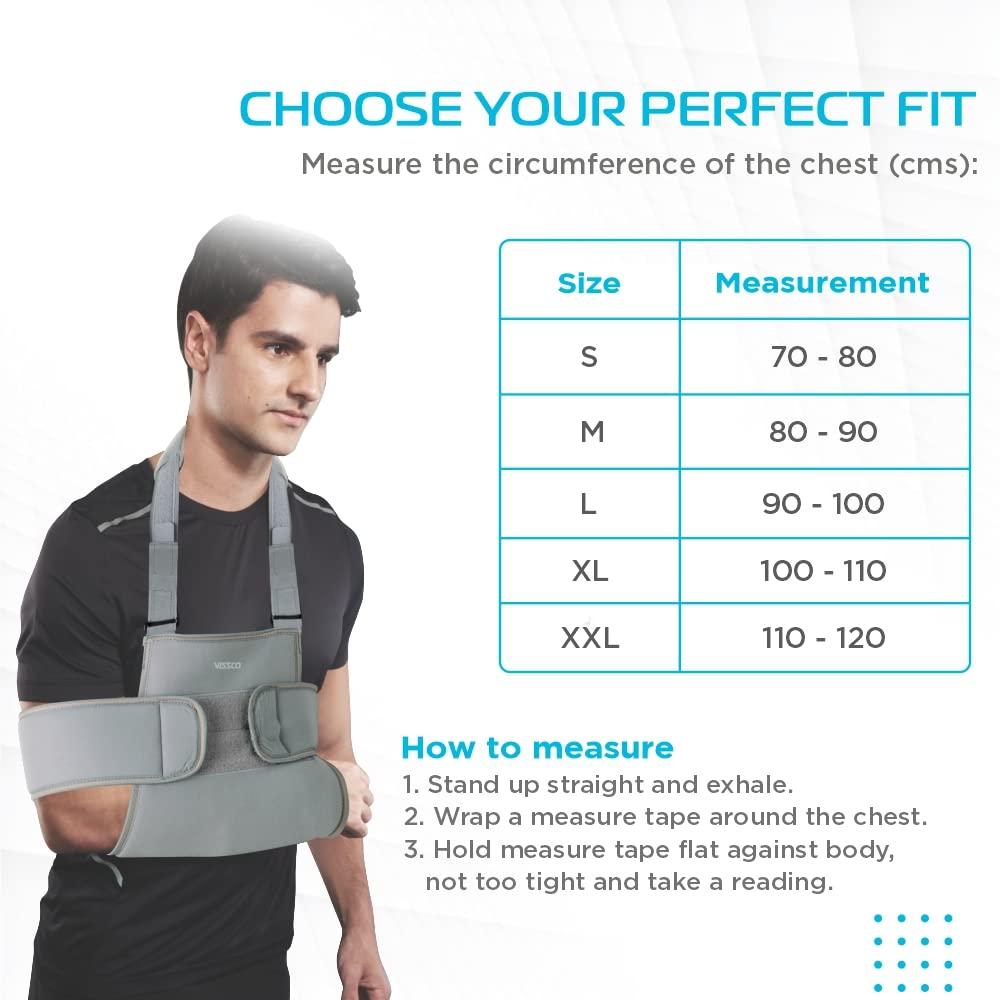 Vissco Vissco Shoulder Immobilizer, Shoulder Support for Shoulder Dislocation, Joint injuries, Pain Relief Belt, Support Brace, Pain Reliever for Rotator cuff injury, Post paralysis - XL (Grey)