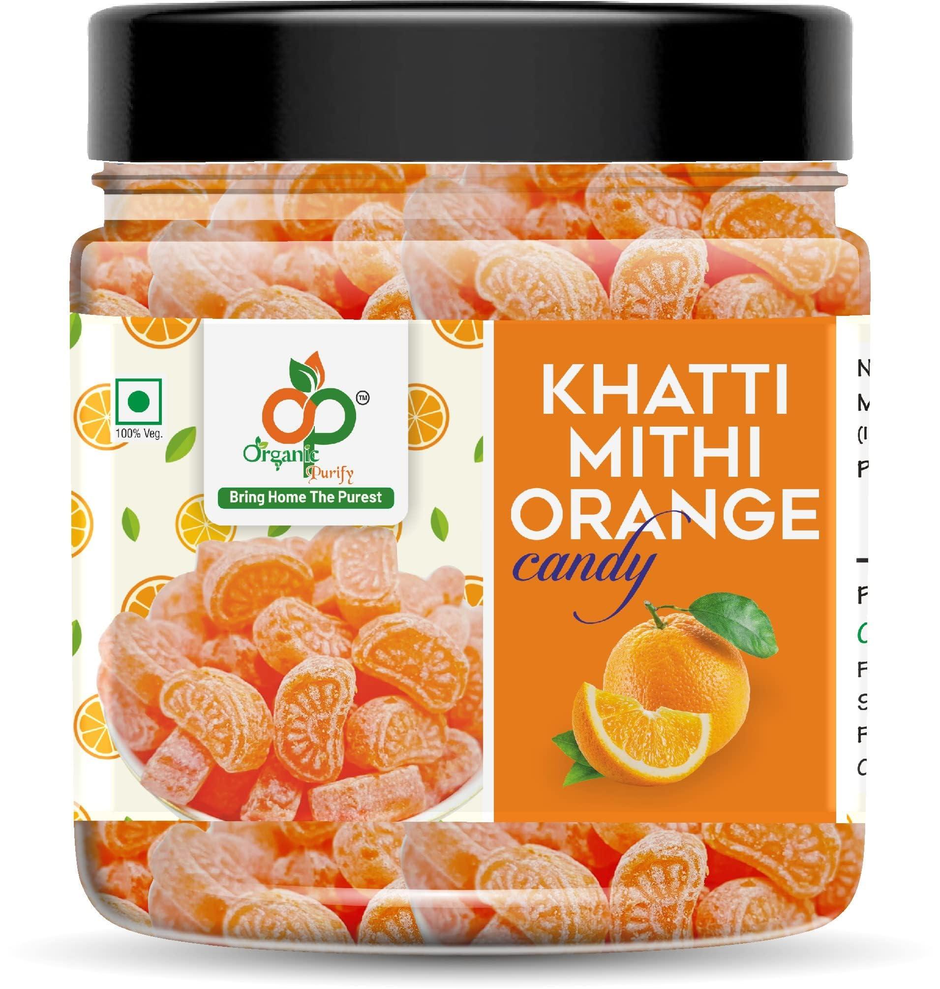 ORGANIC PURIFY Organic Purify Orange Candy | Narangee Candy | Narangee Toffee | SantraToffee | Vegetarian | Orange Flavoured Toffee (Pack of 200gm) Jar Pack