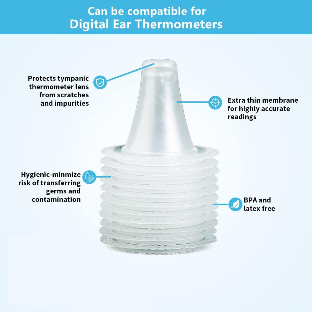 EssaUnica 200X Ear Thermometer Covers Lens Filters Refill Caps for All Braun ThermoScan Models, BPA Free and Disposable for Braun Thermoscan