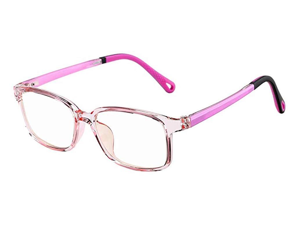 FOURCHEN FOURCHEN Anti Blue Light Glasses for Kids Computer Glasses,UV Protection Eyeglasses for Kids Blue Light Blocking Glasses, Video Gaming Glasses for Children (Clear Pink)