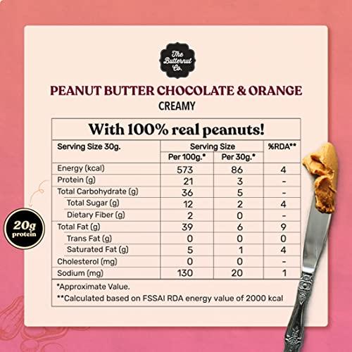 The Butternut Co. The Butternut Co. Chocolate Orange Peanut Butter (Creamy) 925g | 21 g Protein | No Refined Sugar | Natural | Gluten Free | Cholesterol Free | No Trans Fat