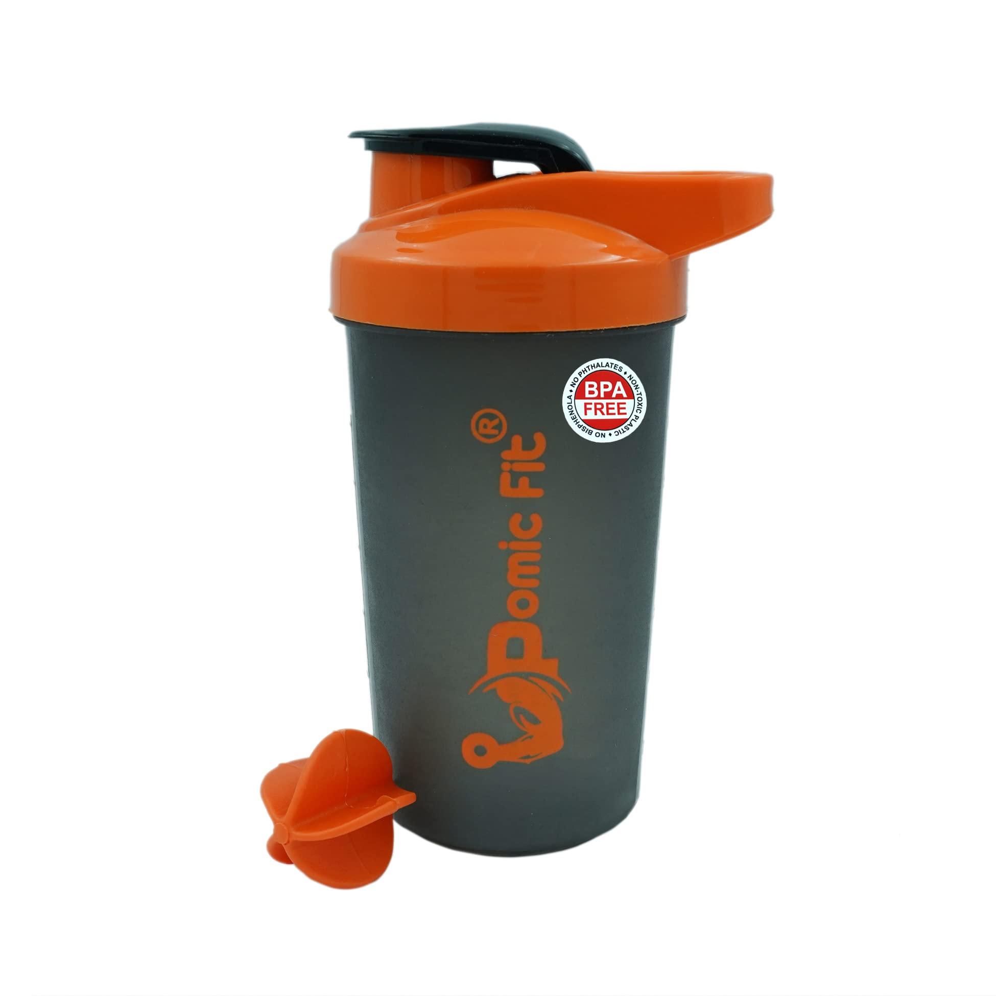 Pomic fit Pomic fit 600ml Plastic Protein Shaker Water Bottle with Powerful Blending Ball Sipper for Gym (Pack of 1)