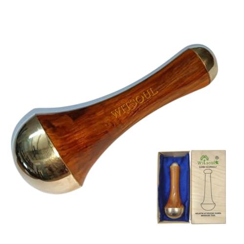 WITSOUL WITSOUL kansa Wand face and Foot Massager/Unique Design - 2 in 1 Massager/Two Different Sizes of Kansa Cups with Teak Wood Handle