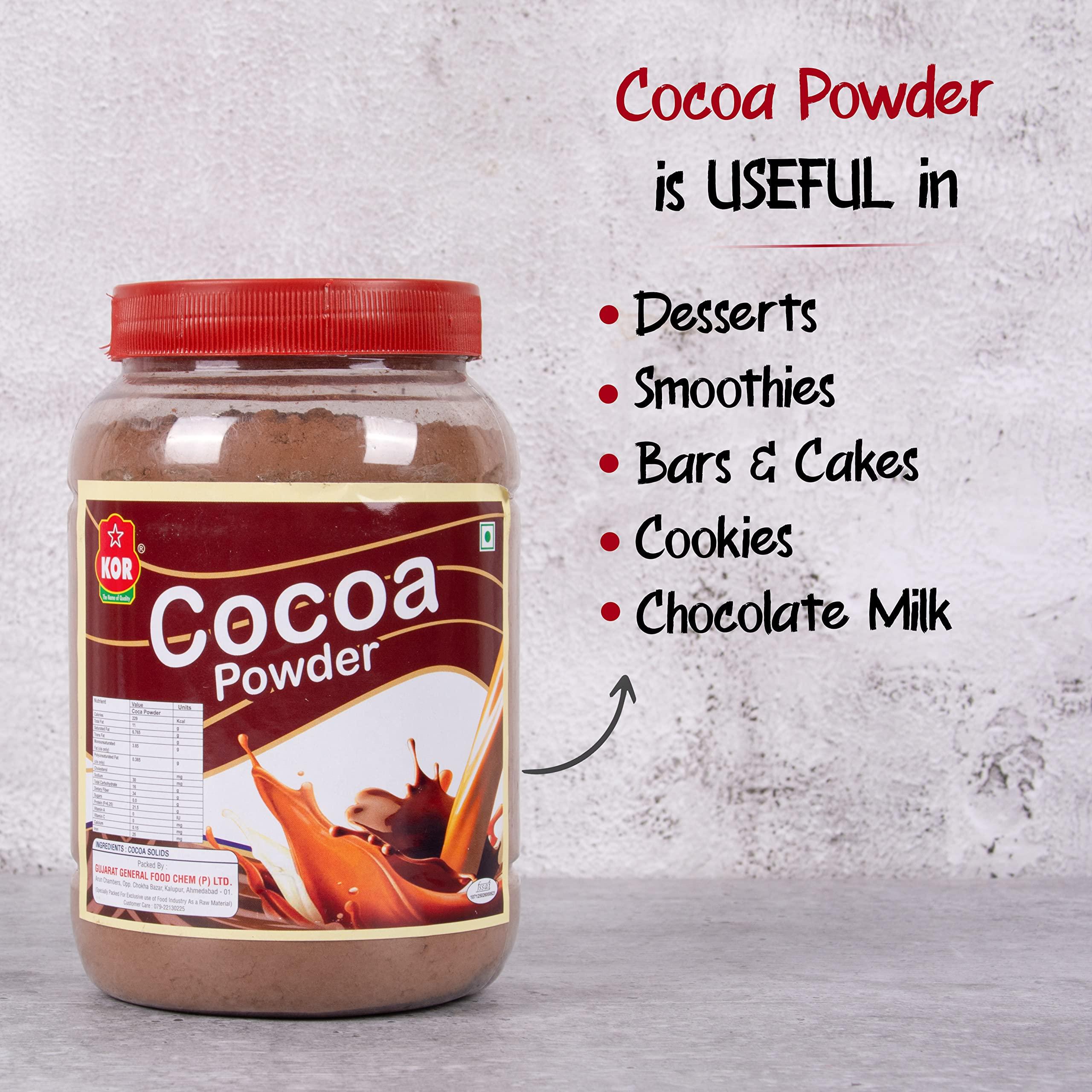 KOR KOR Natural Cocoa Powder - 400 Grams (Pack Of 1) | Used in Biscuits, Ice Cream, Dairy Drinks and Cakes | Shakes, Smoothies, Frosting Making | unsweetened Powder