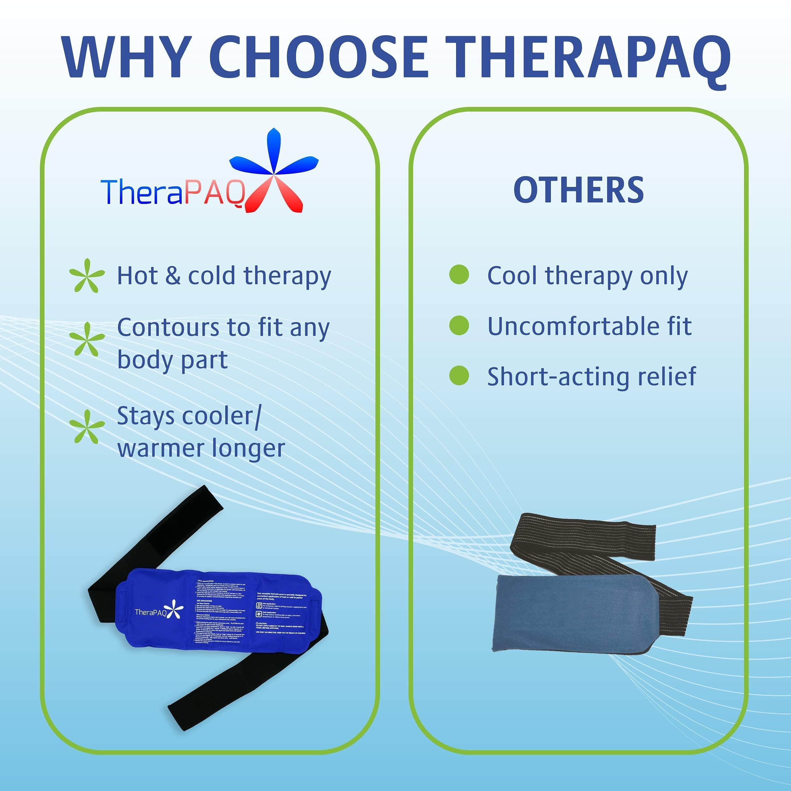 TheraPAQ Flexible Ice Pack with Wrap for Hot & Cold Therapy - Reusable Gel Pack for Pain Relief | Great as Heat or Ice Pack for Back Waist Shoulder Neck Ankle Calves and Hip (Large-size pack: 14 X 6 )