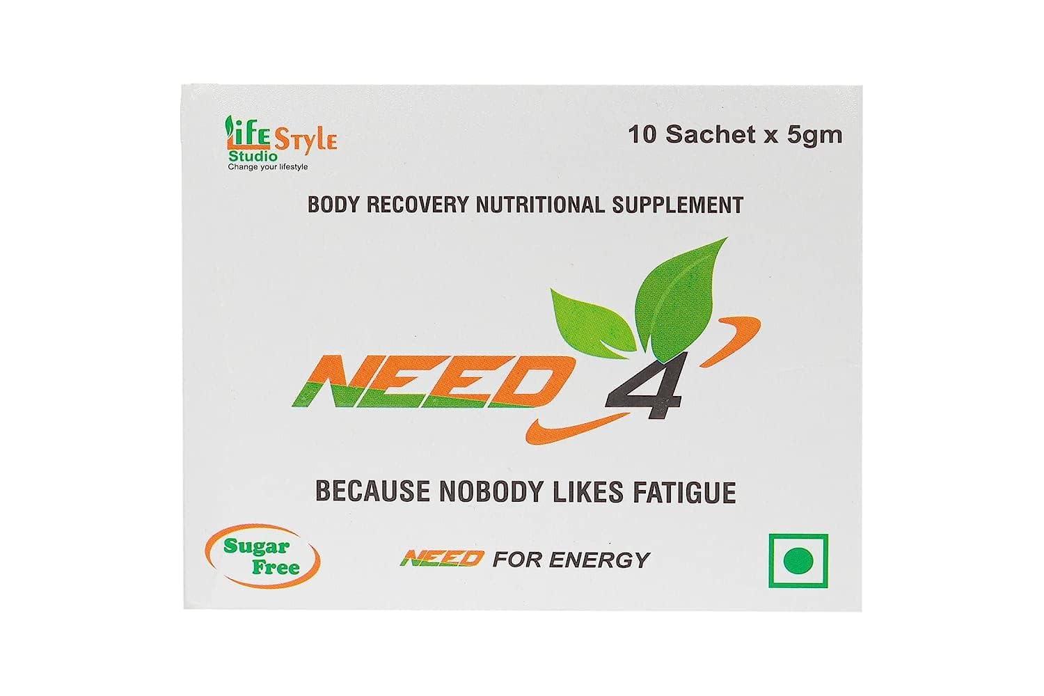 LIFE STYLE STUDIO Need 4 Energy Powder Sachet Body Recovery Nutritional Supplement (Each Sachet 5 Grams) (10 Sachet)