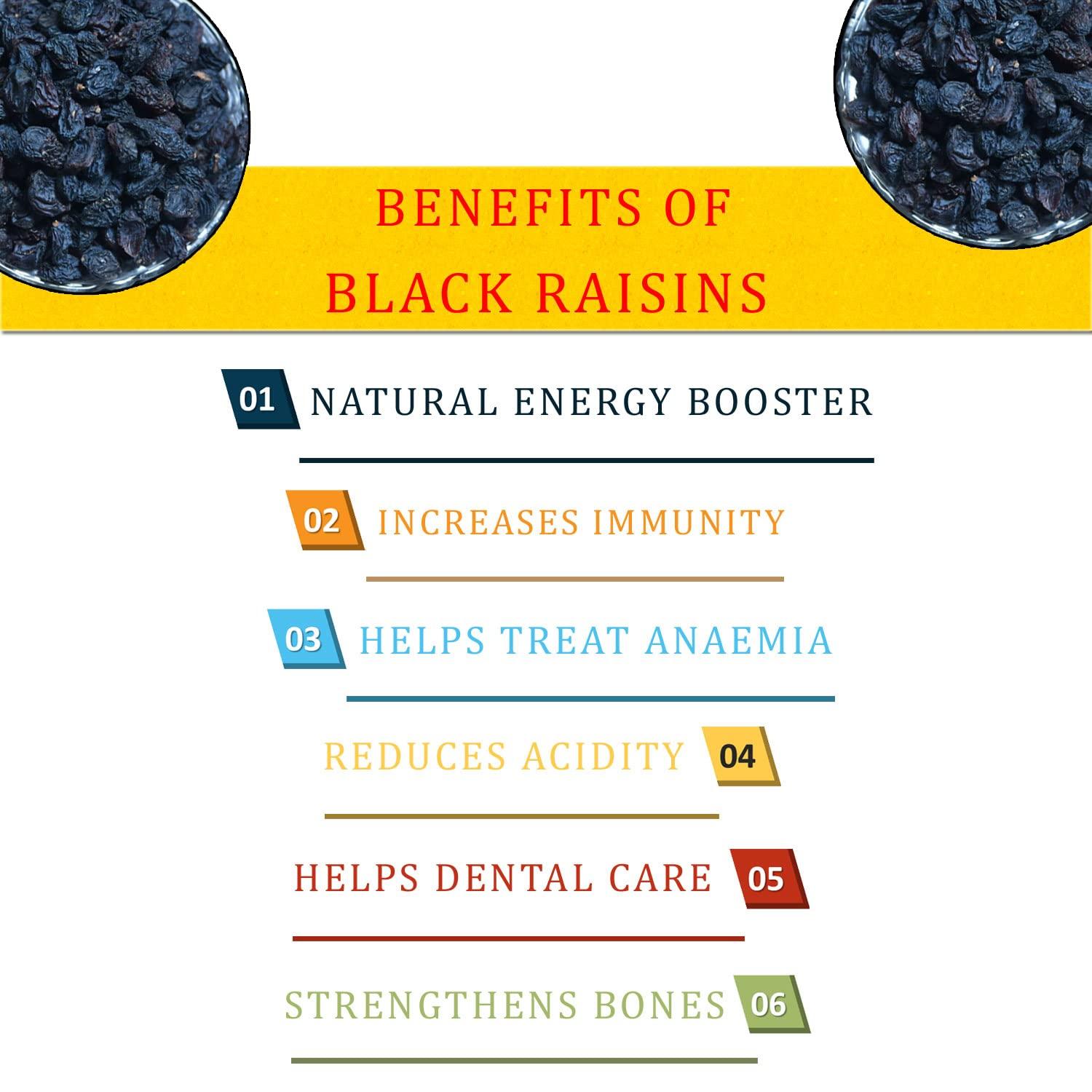 Kush Gold Kush Gold Dried Seedless Black Raisins/Kali Kismis/Kishmish/Kala Munakka/Black Dry Grapes (500g Pack)