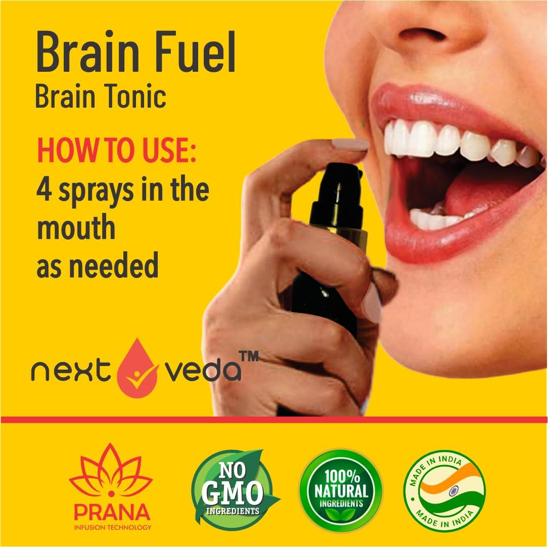 next veda Nextveda Ayurvedic Brain Fuel Food Supplement Spray Concentration (30ml) | Prana Infusion Technology Made Natural Oral Spray For Enhanced Focus | Memory Retention