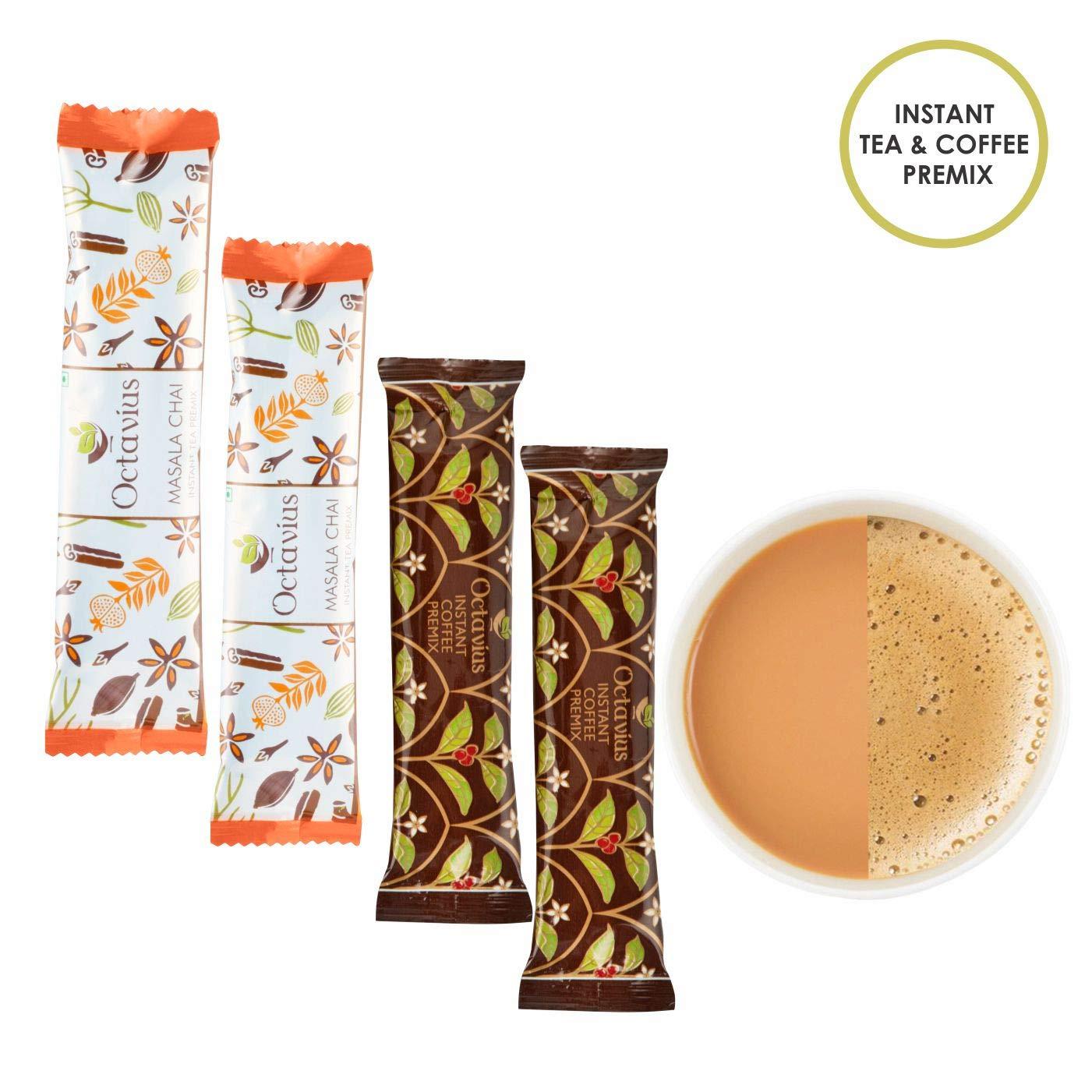 Octavius Octavius | Indian Masala & Coffee 2 in 1 Premix Tea & Coffee -50 Pouches | Economy Pack | Readymade Tea Mix | Ready Tea & Coffee | Premix Tea Powder | Instant Tea | Tea Premix | Economy Pack -(15Gm X 50 Sachets)