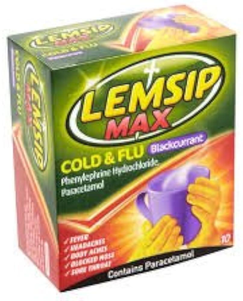 Generic LEMSIP MAX Cold & Flu with Decongestant Blackcurrant - 10 Sachets