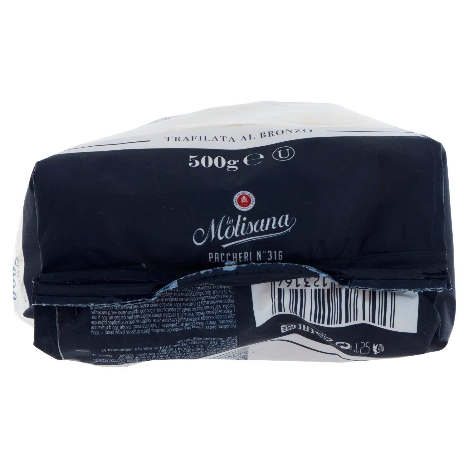 La Molisana La Molisana Paccheri N°316, Durum Wheat Semolina Pasta, 500 g, Cream, (35113)