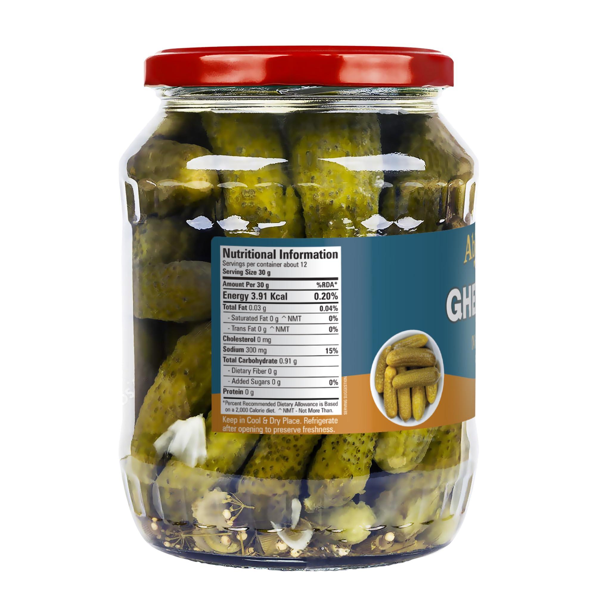 Abbie's Abbie's Gherkins Big in Brine, 680g, Pack of 2 Ready to Eat | Zero Fat Crunchy Pickle | Perfect Topping for Pizza, Pasta, Sandwich, Burger, Salad , Snacks and More |