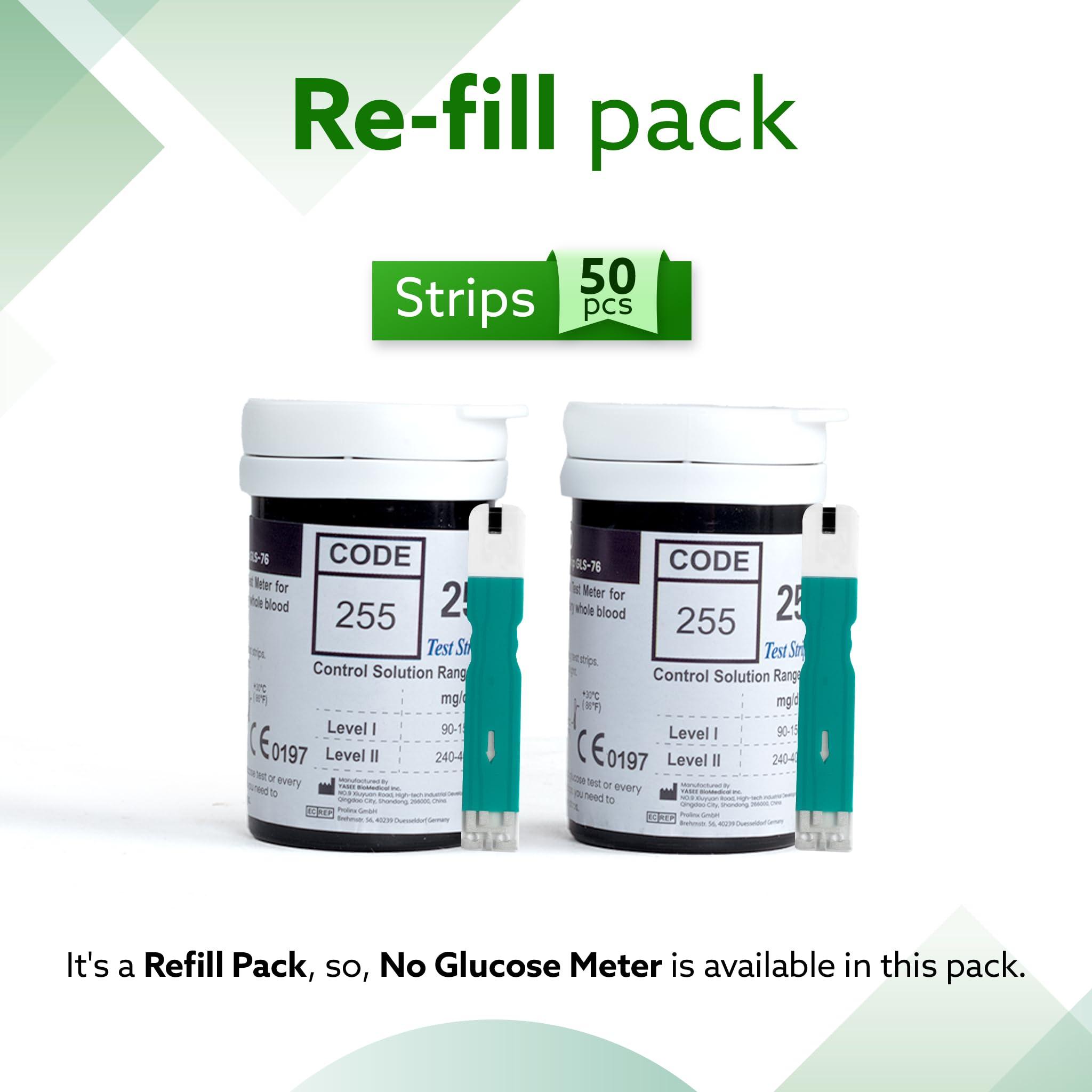 AGARO AGARO Blood Glucose Test Strips, 50pcs, Instant Blood Sugar Test at Home, Glucometer Machine, Blood Glucose Monitoring Device, Fast Blood Sugar Testing, Simple & Accurate, GLS-76.