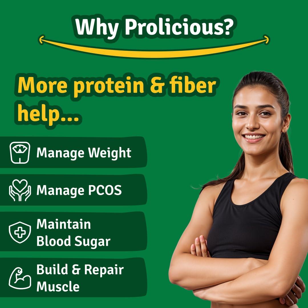 Prolicious Prolicious Nuts & Seeds Bar | 10 grams Protein & 4 grams Fiber | No Refined Sugar | Plant Based | Natural Ingredients | Pack of 6, 50 grams each