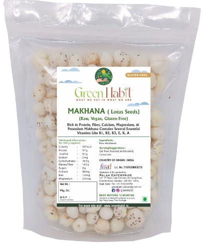 Greenhabit GreenHabit Jumbo Hand-picked Raw Makhana aka Fox-nuts 100 gm | NON-GMO| Super food | Gluten-free Snacks | Plain (Pack of 3 (100g x 3))