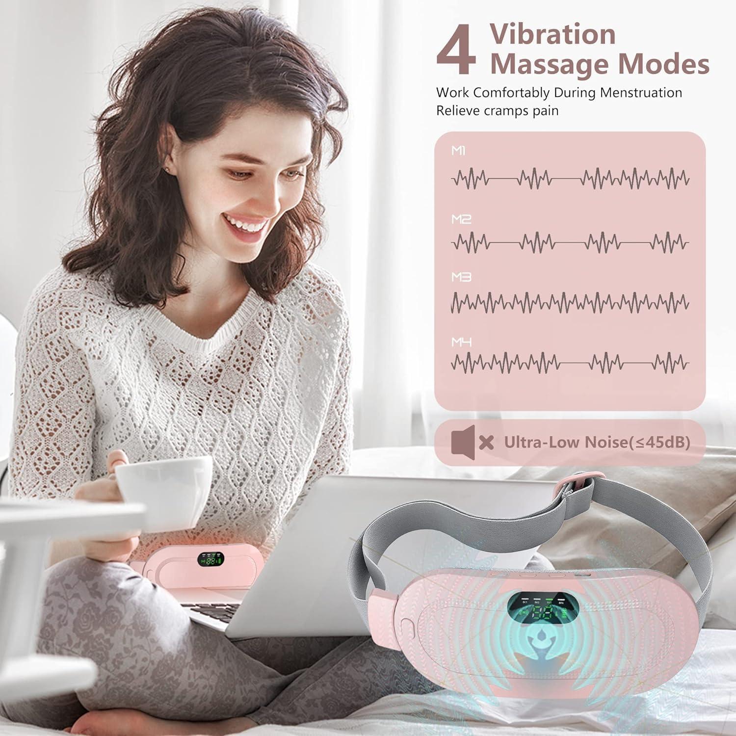 Rylan RYLAN Period Cramp Relief Massager & Heating Pad for Period Cramps Portable Cordless Periods Cramps Relief Machine 3-Temp. & 4-Massage Mode,Period Pain Relief Products (Period Cramp)