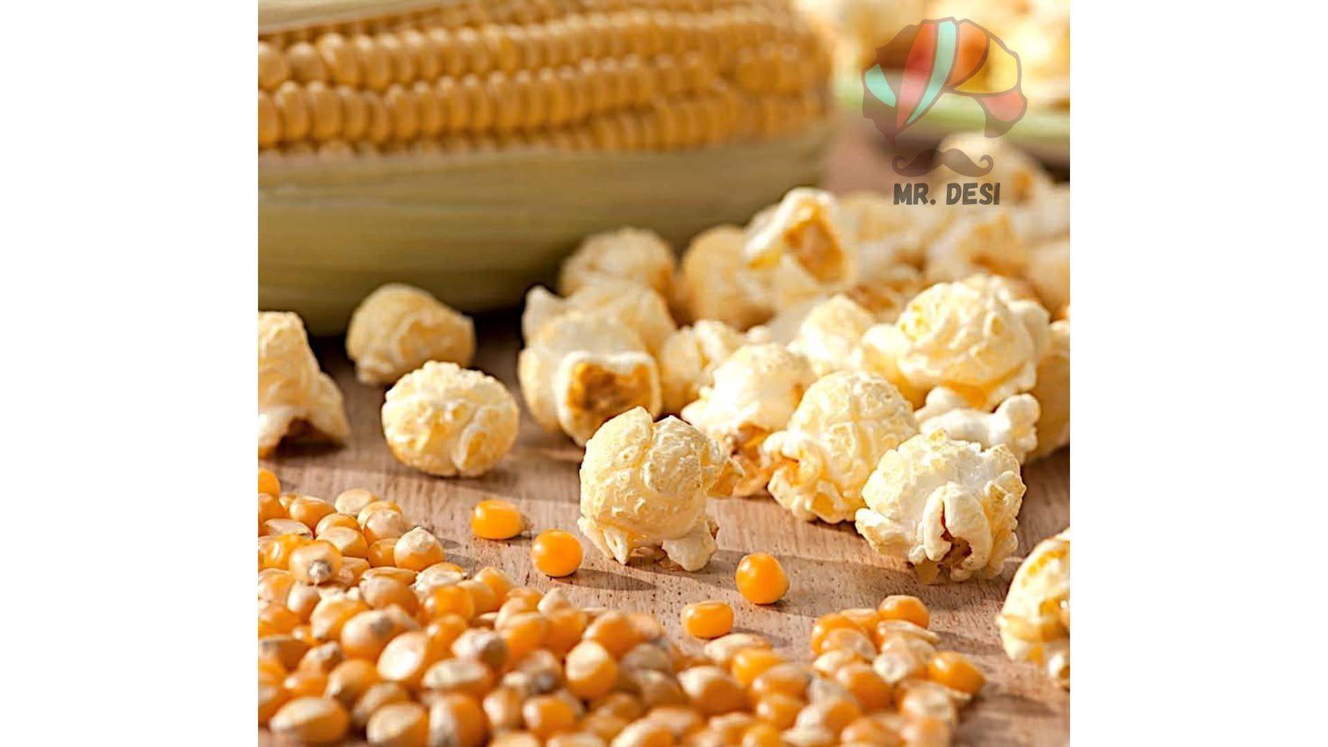 MR. DESI Popcorn Kernels Extra Crunchy Popcorn Maize (100% of The kernels pop) [Now Enjoy Movie Theatre Style Butterfly Popcorn at Home] (1kg)