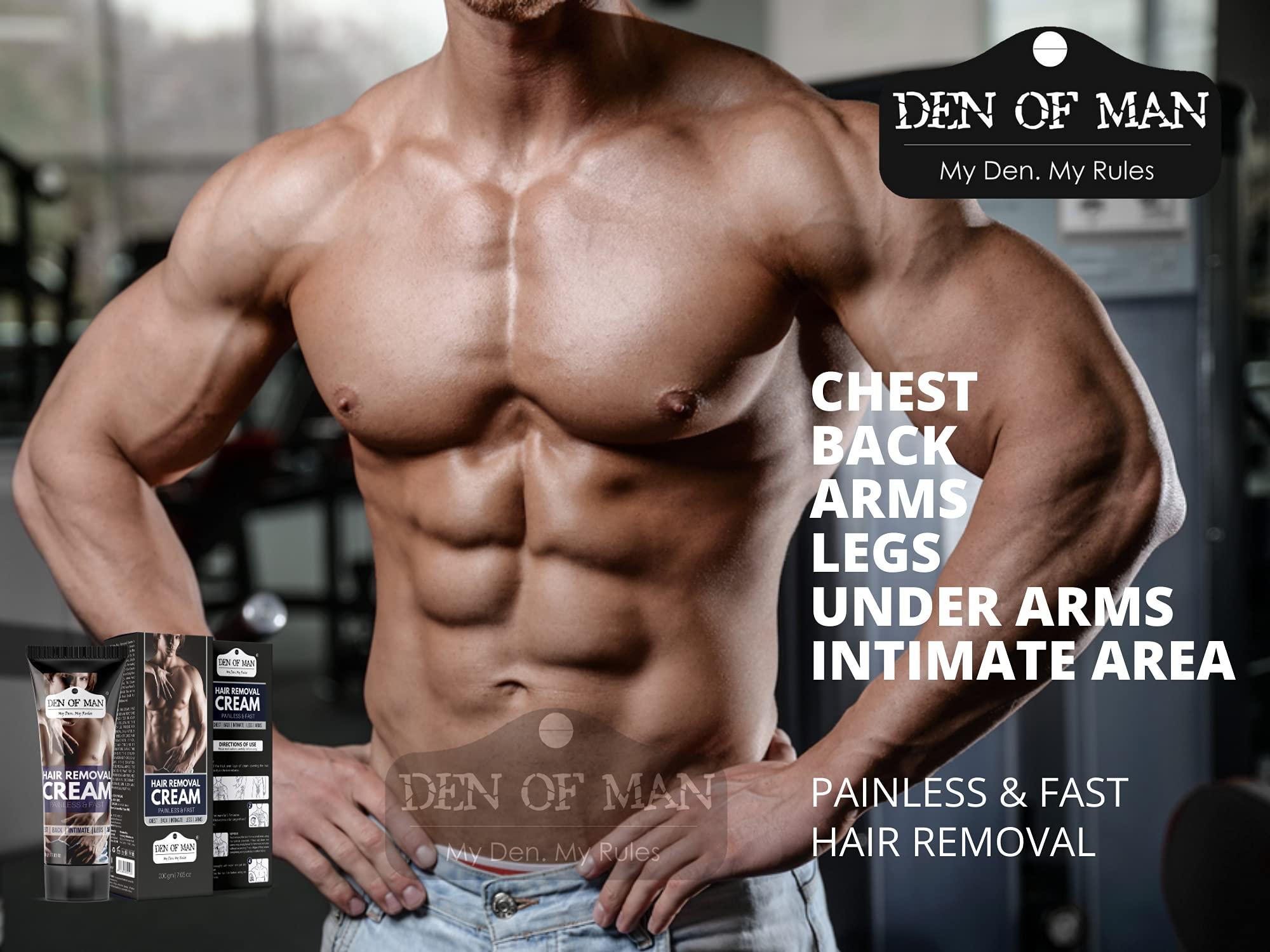 Den of Man Den of Man® No Bad Smell Hair Removal Cream For Men, 200gm, Chest, Back, Legs, Under Arms & Private Parts