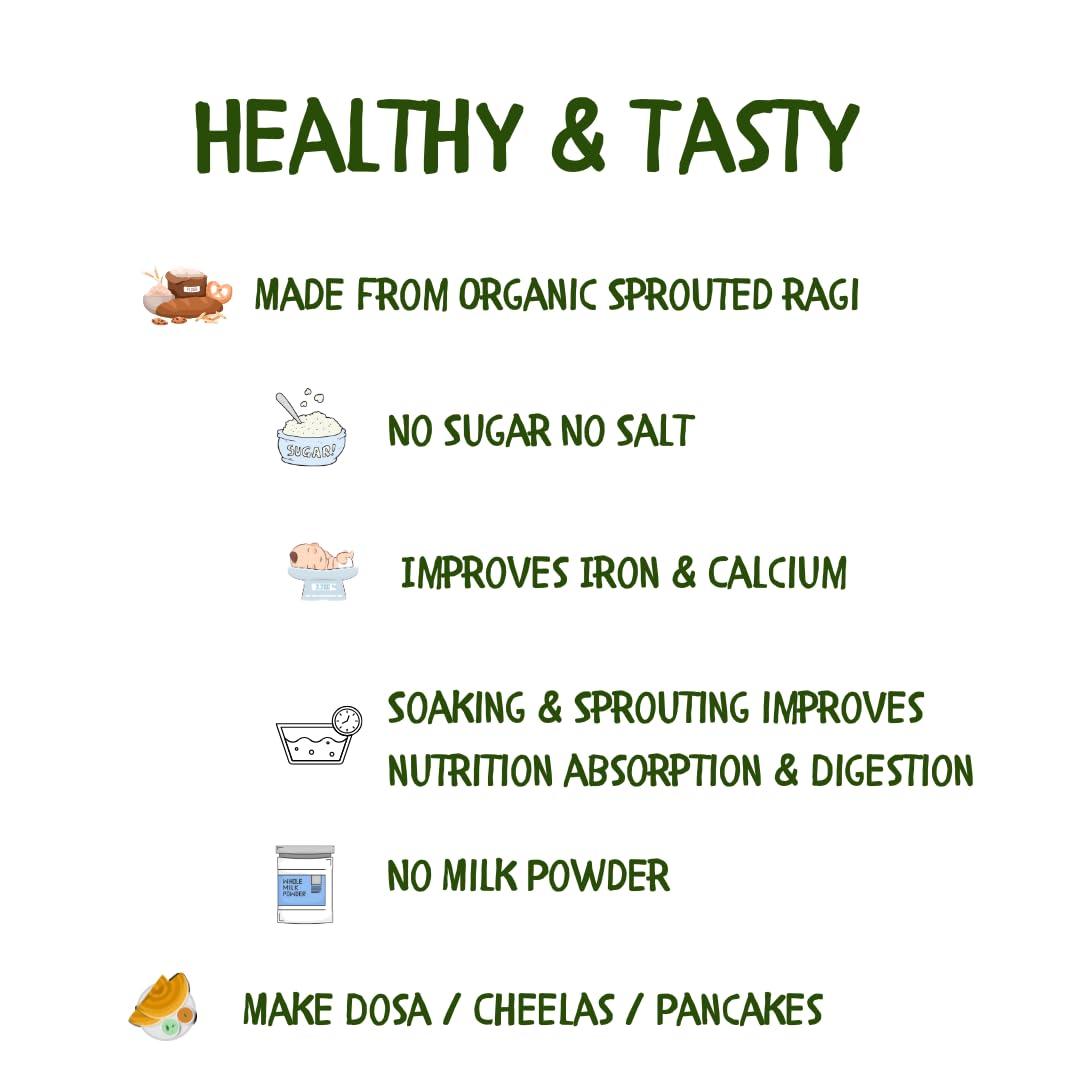 Daily NUM NUM Daily NUM NUM Organic Ragi Banana Oats | No Salt, No Sugar Ragi Cereals | Sprouted Healthy Raw Banana Baby food cereal | No Milk Powder | 200g pack