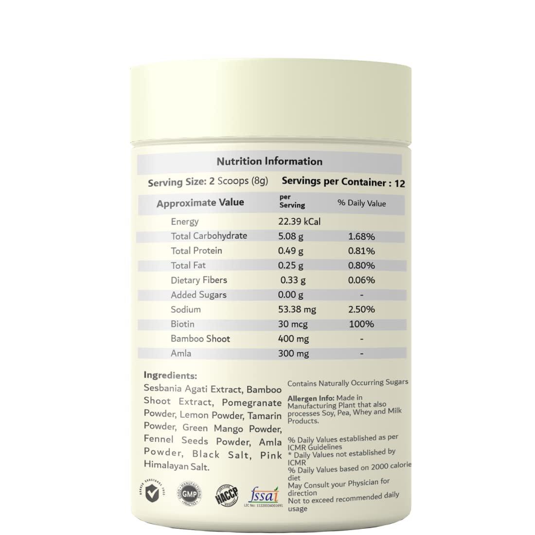 NUTRIDANTS Nutridents Plant Based Biotin Powder with Sesbania Agati, Bamboo Shoot, Amla, 100 g Boosts Hair Growth & Strength