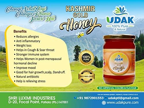 UDAK UDAK KASHMIR GOLD HONEY, Origin Unblended Premium Indian Honey from The Valleys of Kashmir Unprocessed Organic Kashmir Honey | NMR Tested with No Added Sugar (400g)