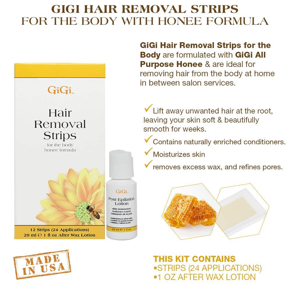 GiGi Gigi Hair Removal Strips for The Body, 24 Applications & 29 ml, 1 Fl. Oz. After wax lotion