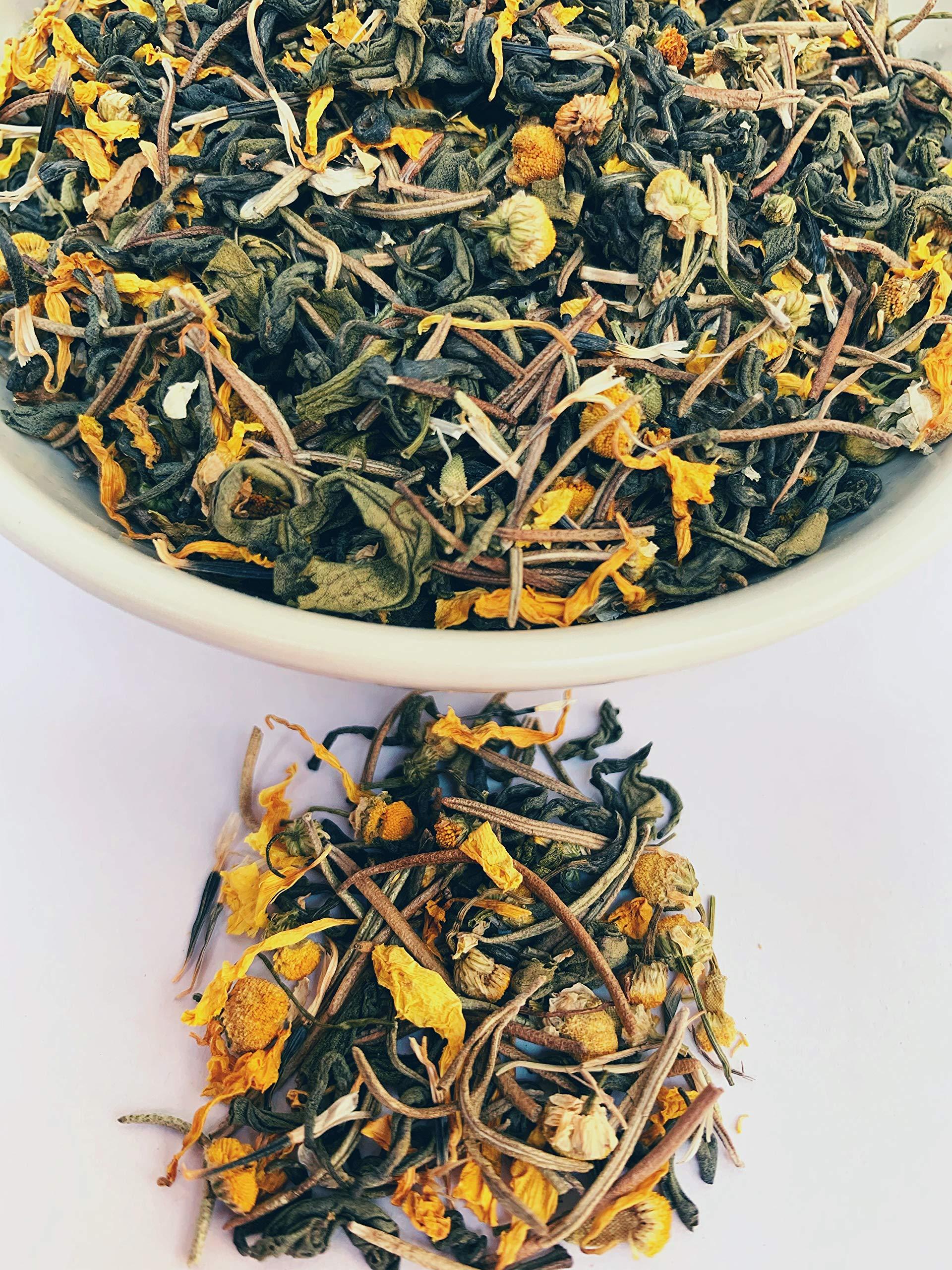 Celeste Celeste Green Tea GOLD RUSH  Premium Whole Leaf, 100% Natural Ingredients Chamomile, Marigold, Rosemary and Green Tea, 50gm - 20 Cups