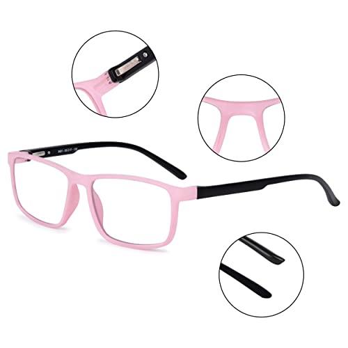 Aferlite Aferlite Gold Series Zero Power Unisex Rectangular Computer Glasses Blue Ray Cut Technology For Eye Protection Clear Vision (53 mm Medium) (Multicolor D)