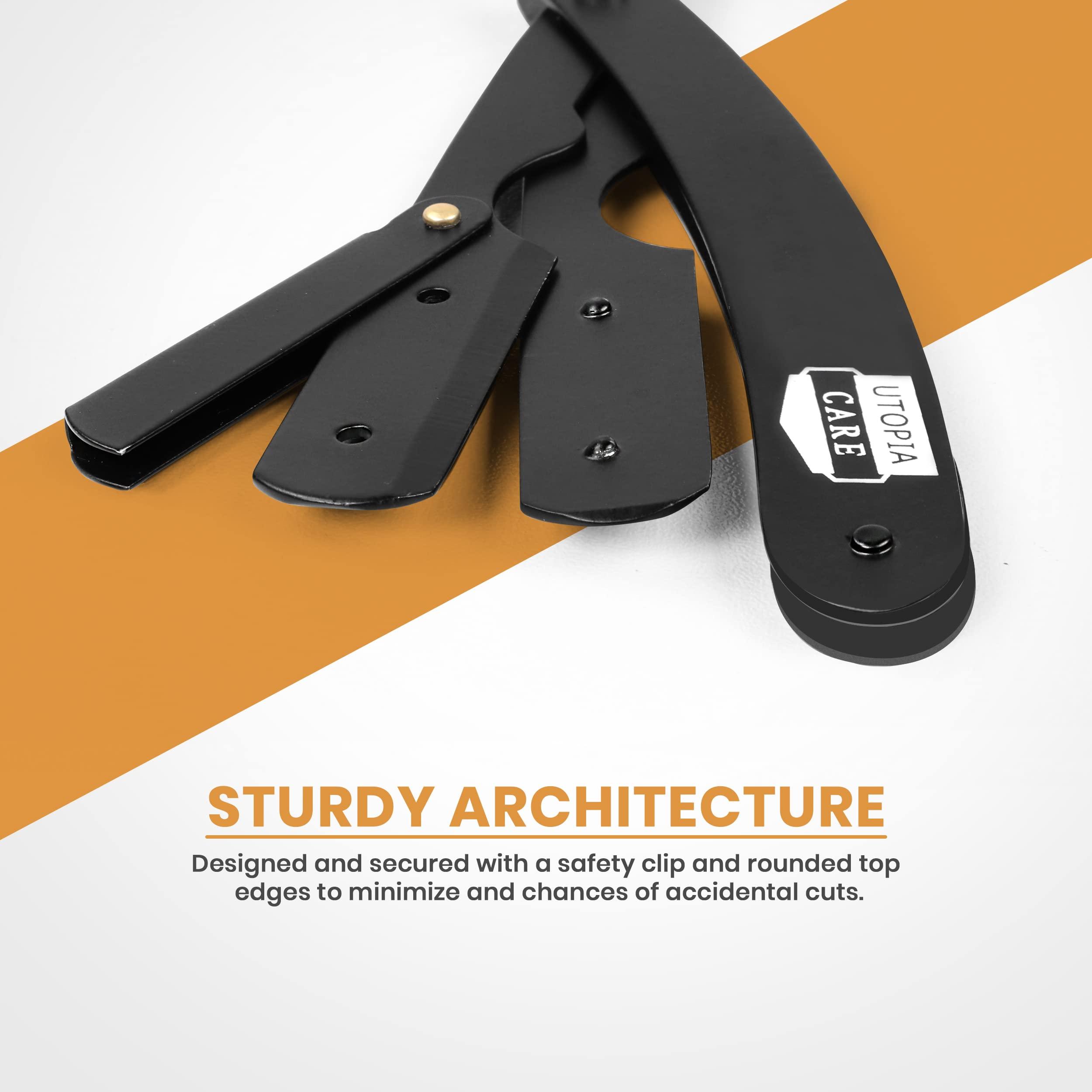 Utopia Care Professional Barber Straight Edge Razor Safety with 100 Derby Blades - 100 Percent Stainless Steel - by Utopia Care