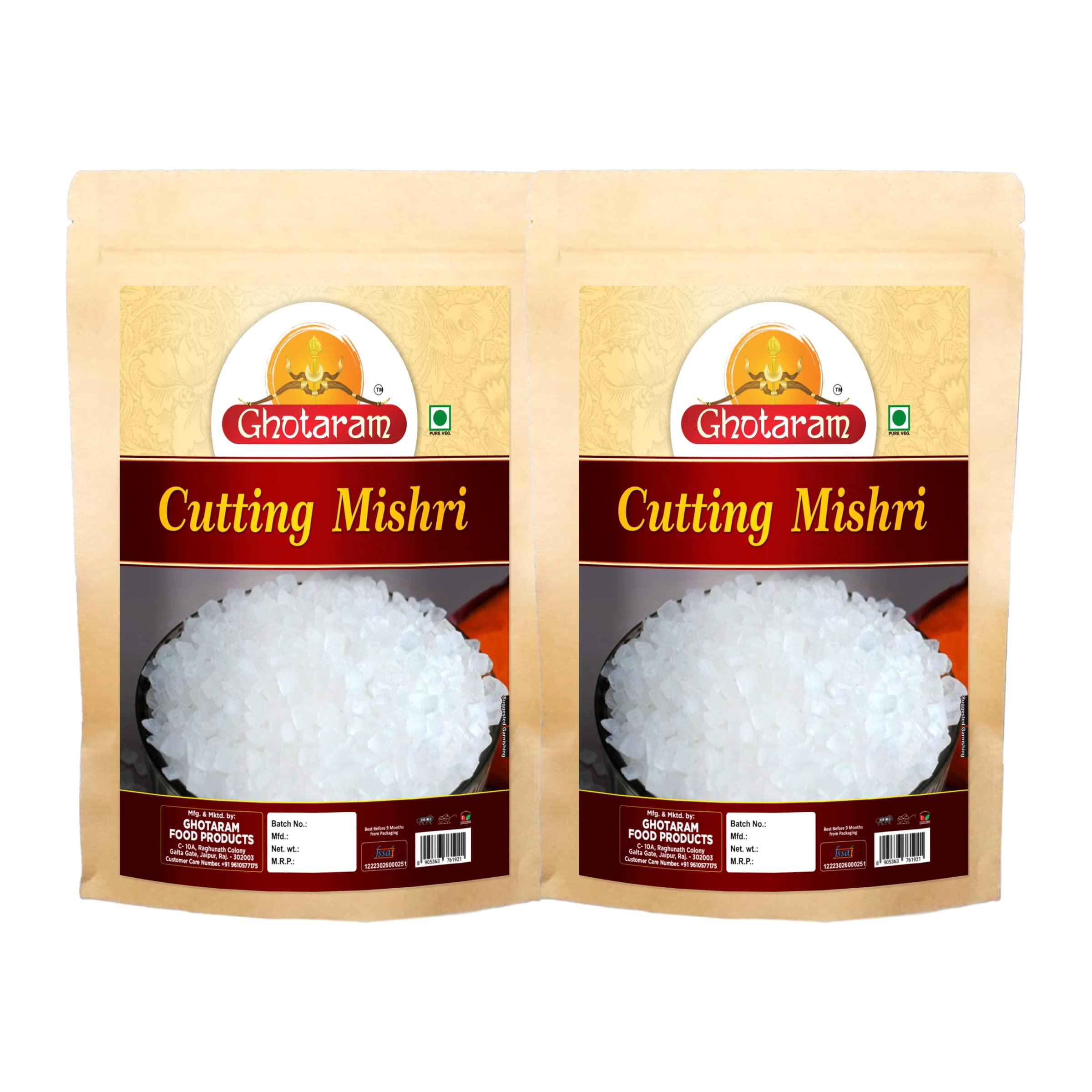 GHOTARAM Ghotaram Cutting Sakhar Mishri//Crystal Rock Sugar Candy//Diamond Kallu Sita Khanda Sakkare Sharkara | Sugar Diamond Fresh (Mishri Dana) Sugar Crystals Small- 480g(pac 2x 240g)