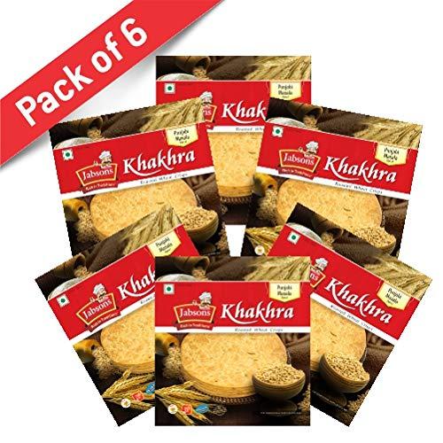 Jabsons Jabsons Roasted Punjabi Masala Khakhra | Delicious and Nutritious Vacuum Packed Tea Time Healthy Indian Snack | Crispy Diet Friendly Khakhra | Cottonseed Oil Healthy Snacks 180gm (Pack of 6)