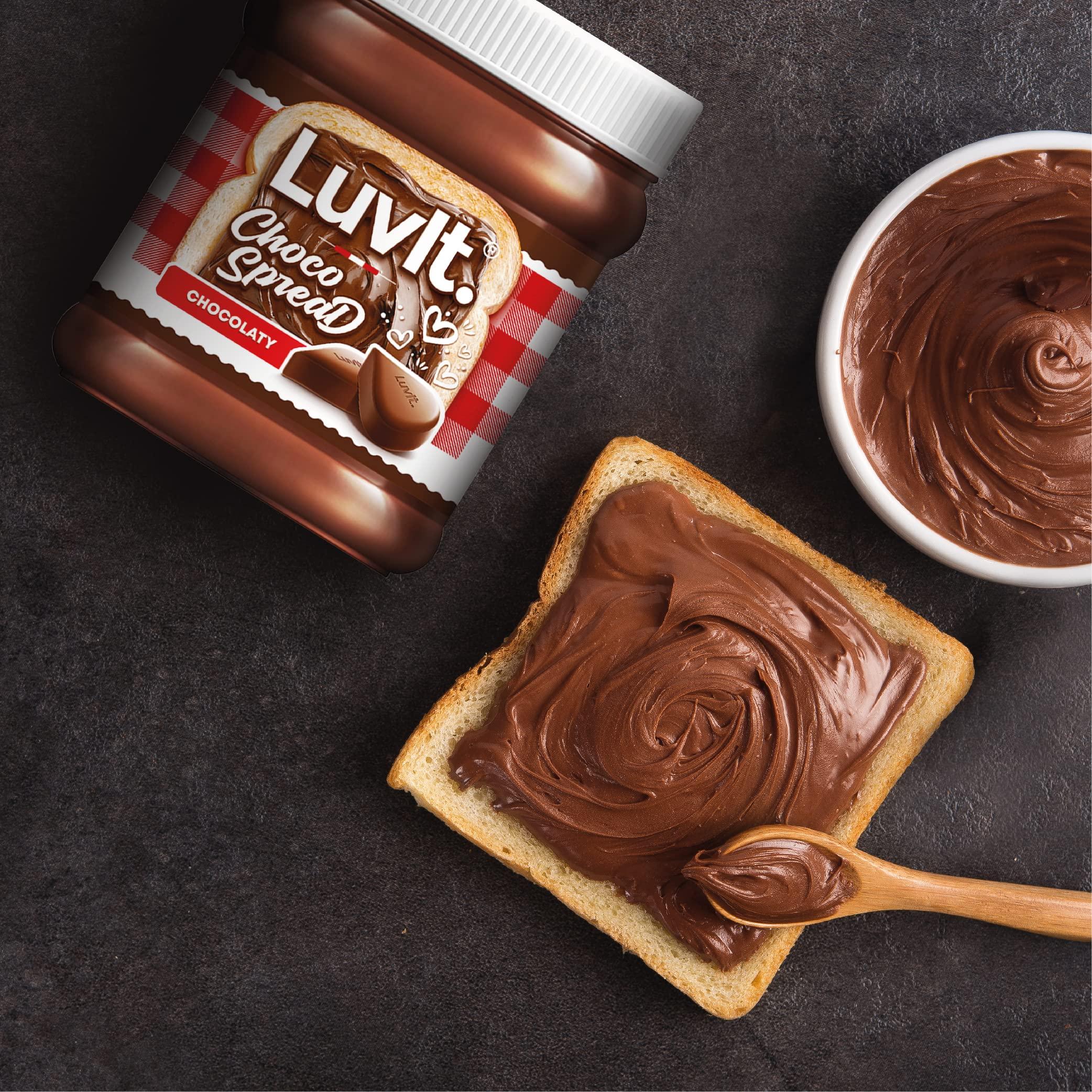 LuvIt. LuvIt. Choco Spread | Smooth & Delicious | Made with Cocoa | Best for Chocolate Bread, Cakes, Shakes, Dosa, Roti | Pack of 4-310g Each