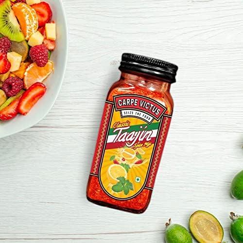 CARPE VICTUS Carpe Victus Jain Tajin Spice Mix 100 gms, No Onion No Garlic Taajin Spice Seasoning for Juices, Fruits, Cocktails, Vegetables, Snacks, Chilli Lime Masala Mix for Drinks, Premium Mexican Masalas