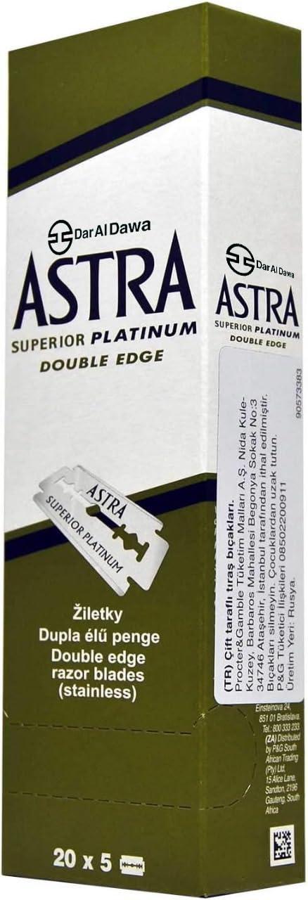 Dar Al Dawa Dar Al Dawa Men Astra Superior Platinum Double Edge Shaving Razor Blades 100 Pcs-Pack Of 1