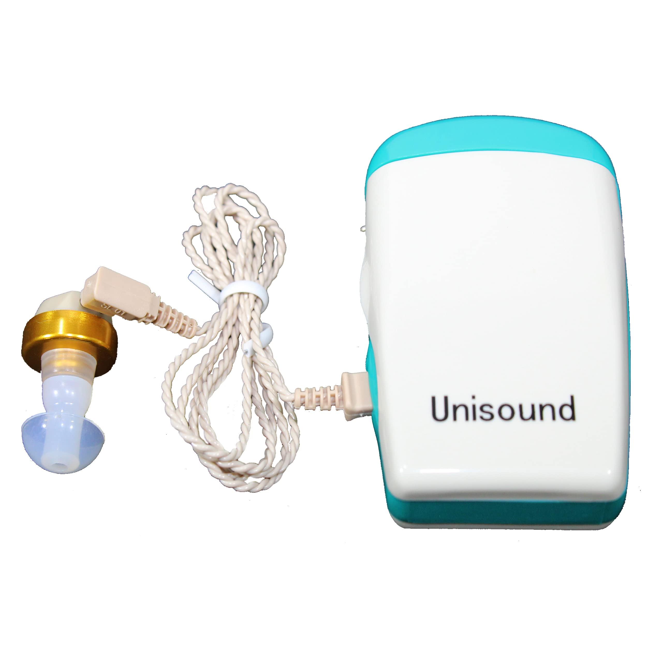 Dishan Dishan Unisound German Made Hearing Aid Machine For Deaf 2 Pin Pocket Amplifier With Warranty Listening Device For Old Age, White