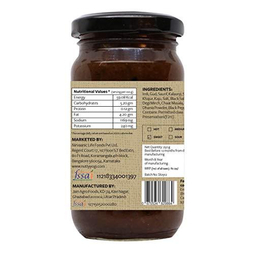 NUTTY YOGI Nutty Yogi Saunth Imli Khajur Chutney | 250 gm | IMLI Chutney | Sweet Tamarind Chutney with Jaggery | Use for Chaat Dressing |No Added Sugar | Made with Jaggery and Freshly Ground Spices
