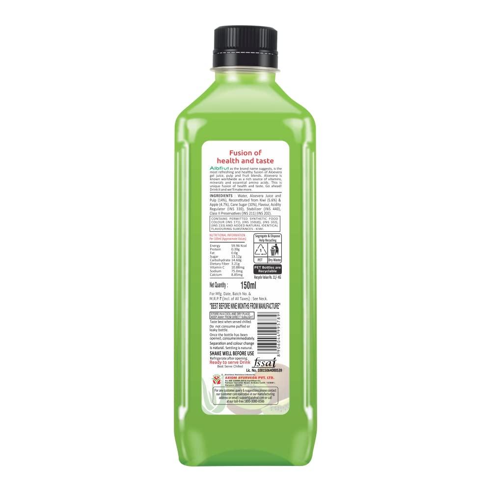 ALO FRUT Alo Frut Kiwi Aloevera Chunks & Juice 150 ml (Pack of 60) - 1 Case | Fruit Juice Mai Aloevera Chunks | Healthy Hai Isme Aloevera Hai | Ready To Serve Drink (Kiwi Aloevera, Pack of 60)