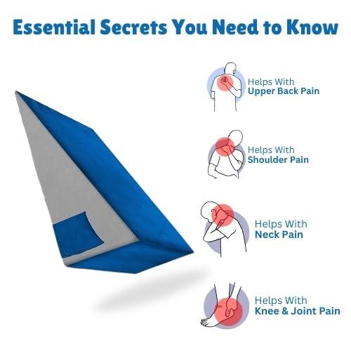 BLISSCLOUD BLISSCLOUD Bed Wedge Pillow with Memory Foam, Orthopedic Back Support Cushion for Acid Reflux, GERD, Snoring, Post Surgery, Pregnancy, Elevated Sleeping, for Pain Relief and Comfort, Blue & Grey