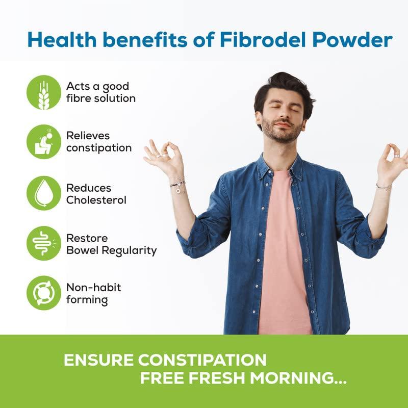 Delwis Delwis Fibrodel Powder - Isabgol Powder | Constipation Powder - Orange Flavour - 100gm (Pack of 1)